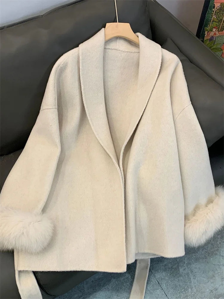 Tossy Fox Fur Wool Overcoat Women&