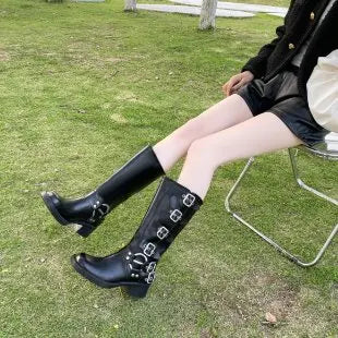 Motorcycle Boots Women's INS Hot Sale Shoes Platform Combat Botas Women Boots Trend 2023 Goth Cowboy Boot