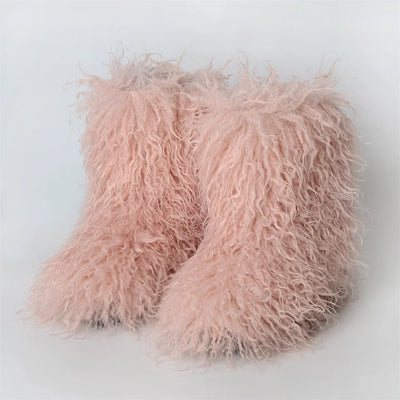 Winter Shoes Women's Winter Fluffy Faux Fur Boots Woman Plush Warm Snow Boots Luxury Footwear Girls Furry Fur Bottes Fashion