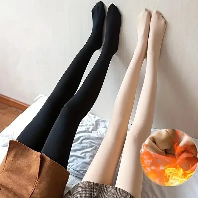 Women Winter Thicken Leggings Warm High Waist Solid Color Velvet for Female Thickened Velvet Pantyhose Stretchy Black Tights