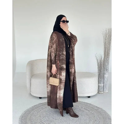 Miyake Pleated Print Foldable Collar Long Sleeved Trench Coat for Women 2024 New Winter Original Designer Fashion Cardigan Dress