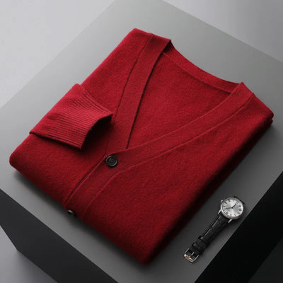 100% merino wool men's cardigan cashmere sweater autumn and winter new knitted coat solid color long sleeve high quality coat