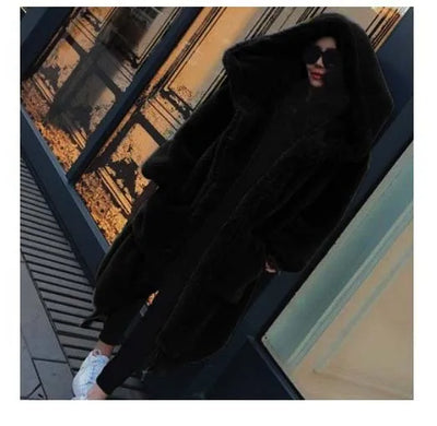 Oversized Winter Faux Fur Coat Women Parka Long Warm Faux Fur Jacket Coats Hoodies Loose Winter Coat Outwear Casaco Feminino