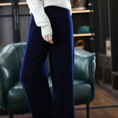 2023 New Woman's Pants Cashmere Trousers Casual Loose Wild Wool Pants Autumn And Winter Knitted Elastic Warm Daks Slack Britches