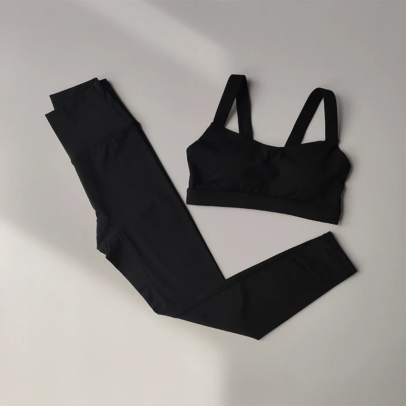 2PCS Yoga Set Women Fitness Suit Set Sports Bras High Waisted Running Suit Fast Drying Leggings Advanced Fitness Suit