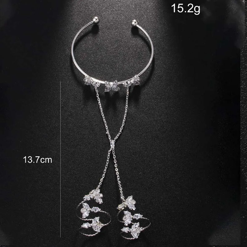 Zircon Hand Chain Bracelet Ring Bracelet Dainty Finger Hand Jewelry