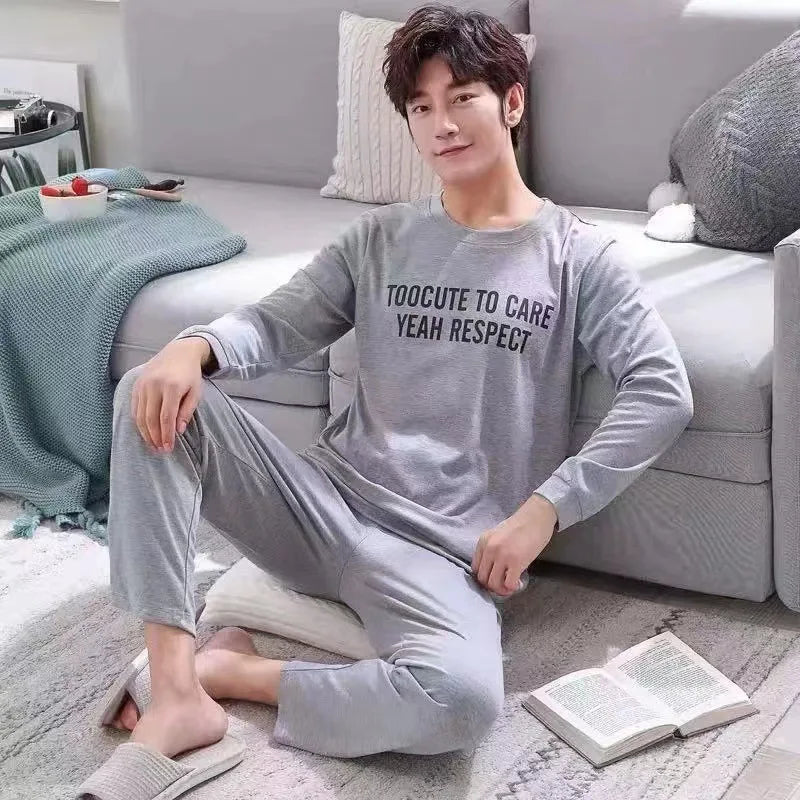 New Pyjamas Men Long Sleeve Stripes Spring Autumn Male Teenagers Winter Home Wear Daily Leisure Comfortable Breathable Suit