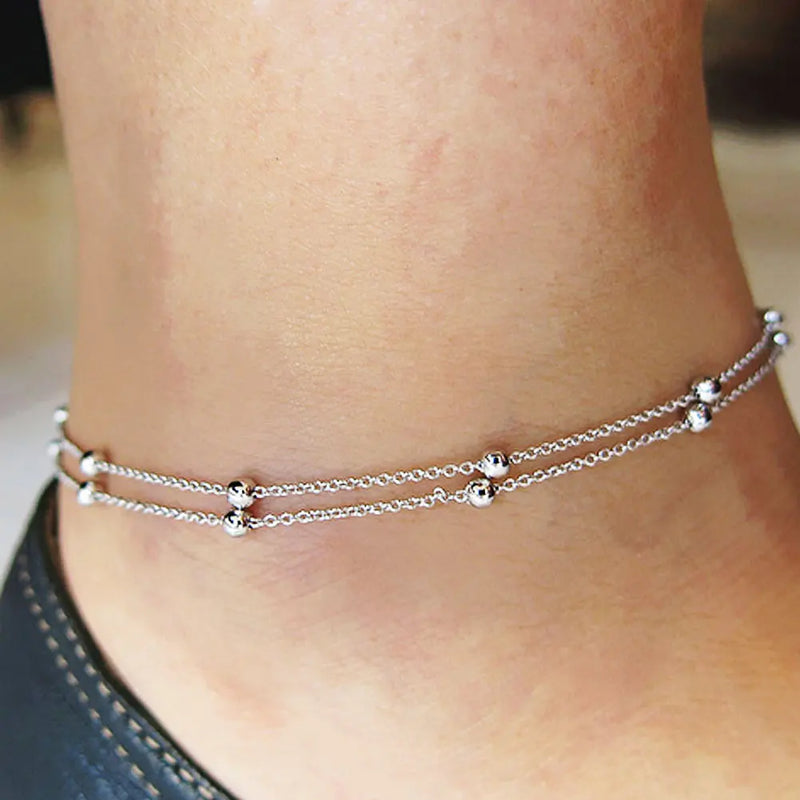 New Fashion Foot Chain Tibetan Silver Hollow Plum Flowers Heart-Shaped Anklet For Women