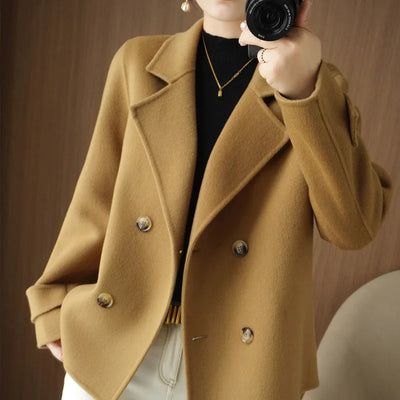 Autumn and Winter New Plush Long Sleeved Woolen Jacket Women's Casual Blazer Elegant Jacket Short Top