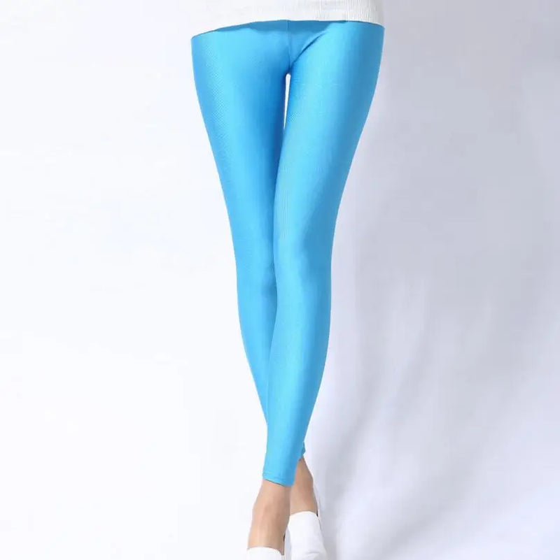 New Spring Solid Candy Neon Leggings for Women High Stretched Female Legging Pants Girl Clothing Leggins Plug Size