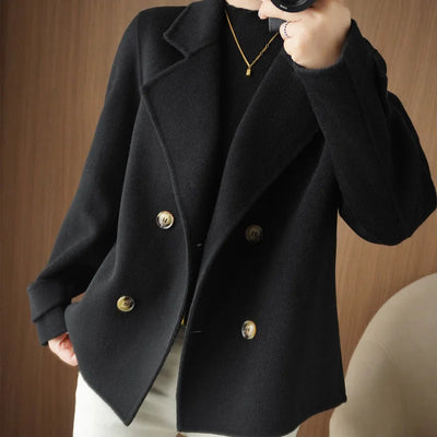 Autumn and Winter New Plush Long Sleeved Woolen Jacket Women's Casual Blazer Elegant Jacket Short Top