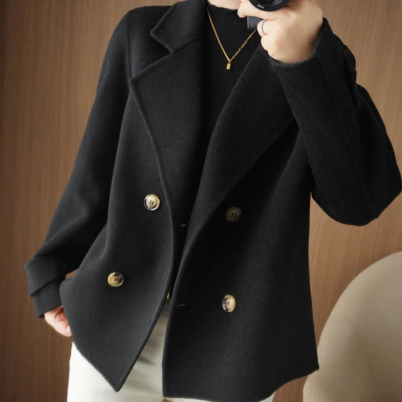 Autumn and Winter New Plush Long Sleeved Woolen Jacket Women&