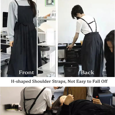 Summer Long Wrinkle Waterproof Apron for Beauty Nails Salon Kitchen Garden Women's Enlarge Stain-resistant Dustproof Pinafore