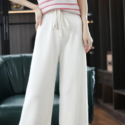 2023 New Woman's Pants Cashmere Trousers Casual Loose Wild Wool Pants Autumn And Winter Knitted Elastic Warm Daks Slack Britches