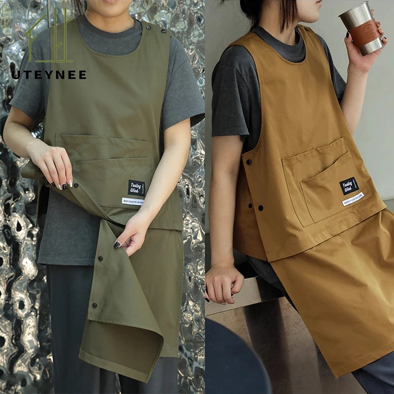 New Detachable Waterproof Waiter Apron for Kitchen Catering Cafe Oilproof Men Women Work Vest Apron Nail Beauty Barista Pinafore