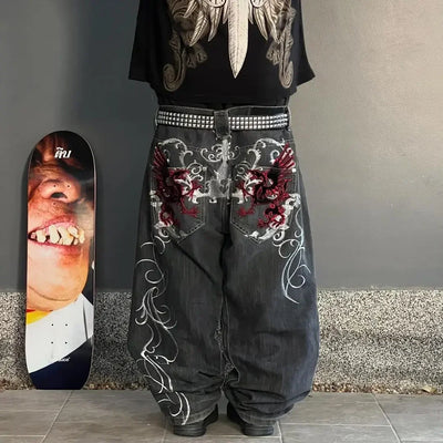 Woman Jeans Cargo Pants Women Clothing Y2k Baggy Harajuku Retro Hip Hop Embroidery Trousers Streetwear Ladies for Women