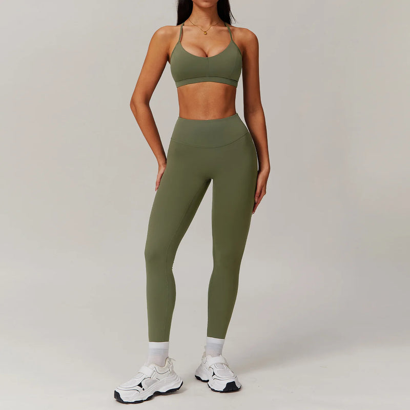 Yoga Set 2PCS Gym Clothes Sportswear Yoga Suit Women Fitness Set Tracksuits Sports Bra Gym Leggings Zipper Jacket Athletic Wear