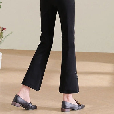 Office Lady Simplicity Spring Summer Thin Elegant Trend Casual Flare Fashion Slim Solid Pants Elastic Waist New Women's Clothing