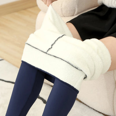 Women Pants Winter Fleece Thicken Pants Lamb Wool Outerwear Thermal High Waist Leggings Warm Slim Black Velvet Female Trousers