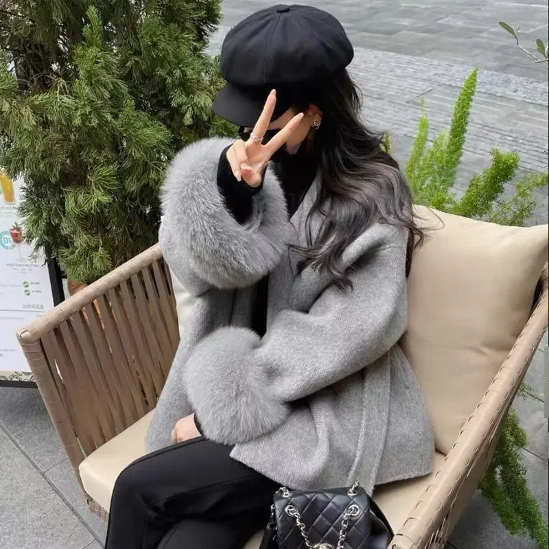 High End Double-sided Wool Strapping Real Wool Fur Coat Women&