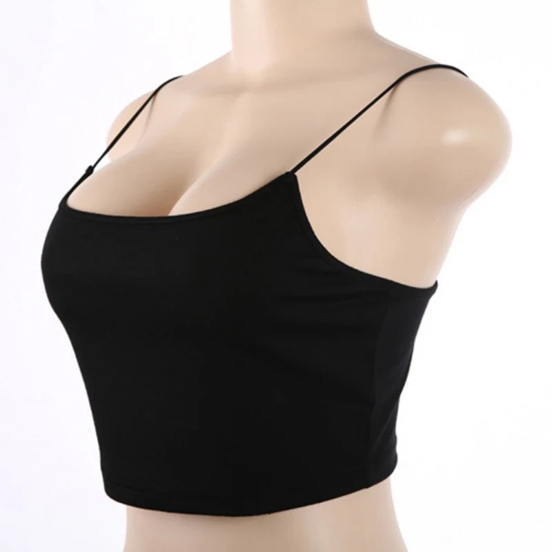 Sexy Crop Top Women Summer Camis Straps Sleeveless Tanks Tops Solid Fitness Bustier Fashion Black Camisole Unpadded Bandeau Vest