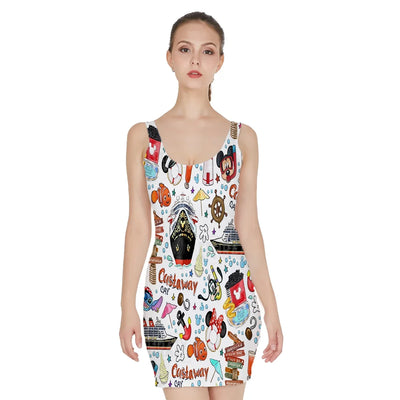 2024 Disney Mickey Cruise Sexy Dress Women's Short Sleeve Cruise Dress Land Mickey And Friends Beach Dress Y2K