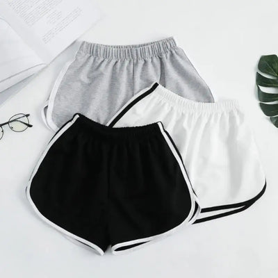 Striped Sports Shorts For Women Home Beach Pants Casual Slimming Simple Loose Short For Ladies High Waisted Monochrome