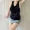 WOMENGAGA Side Large Hollow Low Chest Loose Sexy Tank Top Women Black Open Back Top For Summer Workout Black Women Tops 2023 V8G