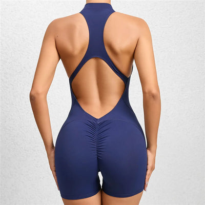 Yoga Women's Padded Workout Suit One-Piece Jumpsuit Workout Set Sports Jumpsuit Gym Clothing Zipper 2024 New