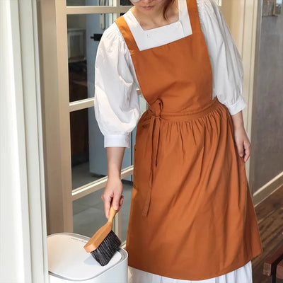 Long Pleated Waterproof Cotton Kitchen Apron for Salon Beauty Women's Anti-dirty Cooking Baking Pinafore Cleaning Work Clothes