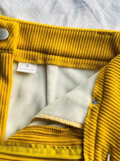 2024 Fall Winter Women Korean Streetwear Style Golden Baggy Yellow Corduroy Pants Office Wear to Work Trousers Fashion Clothes