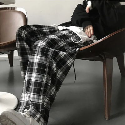 Plaid Pants For Women High Waist Gothic Grunge Pants Women's Baggy Alt Clothing Alternative Clothes Fairycore Streetwear