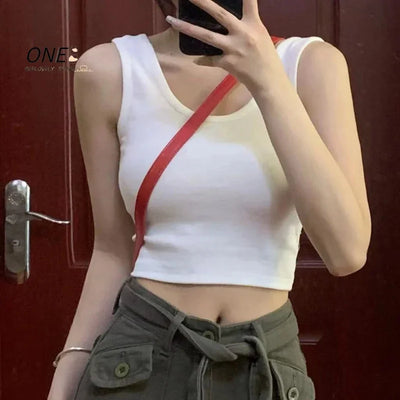 Fashion Sexy Women Candy Colour Tanks Tops Short Cotton Casual Camisole Tube Top Female Sleeveless Cropped Vest XL