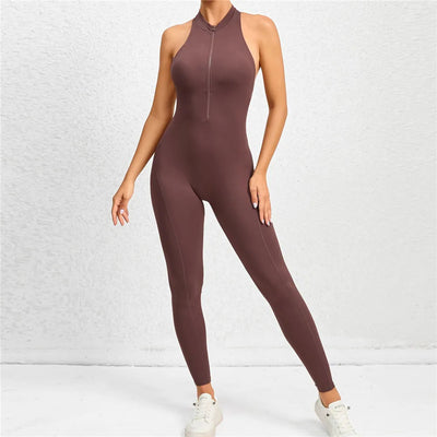 Yoga Women's Padded Workout Suit One-Piece Jumpsuit Workout Set Sports Jumpsuit Gym Clothing Zipper 2024 New