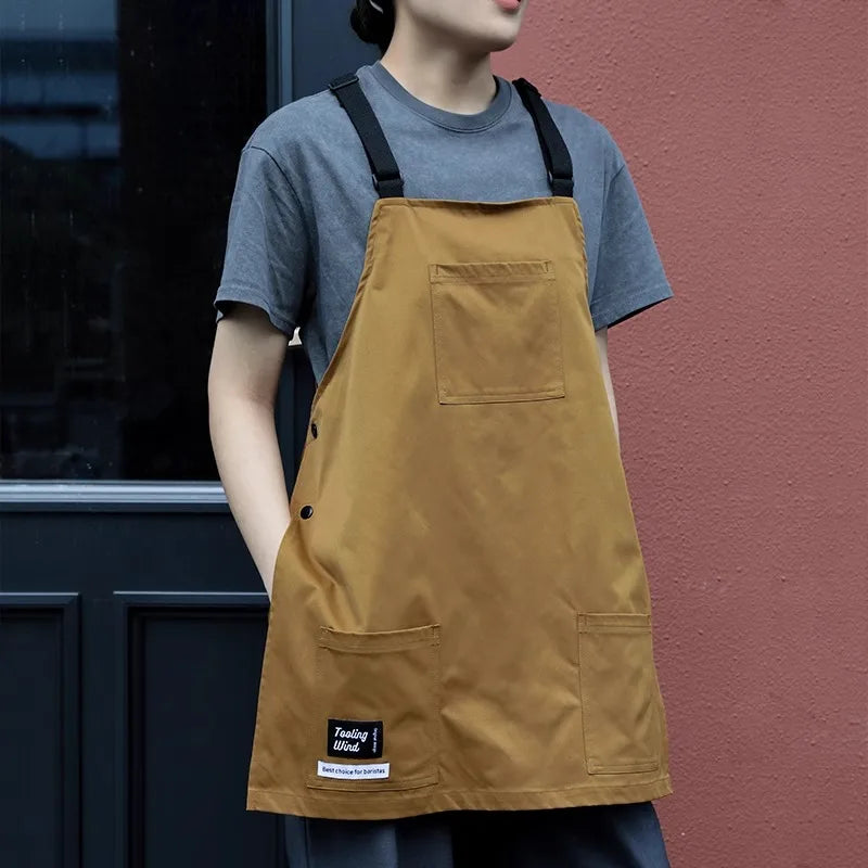 New Detachable Waterproof Waiter Apron for Kitchen Catering Cafe Oilproof Men Women Work Vest Apron Nail Beauty Barista Pinafore