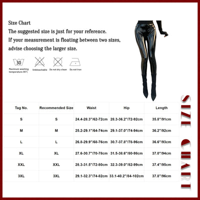 Womens Fashion Patent Leather Latex Pants Wet Look High Waist Stretchy Leggings Skinny Trousers Party Clubwear for Pole Dancing