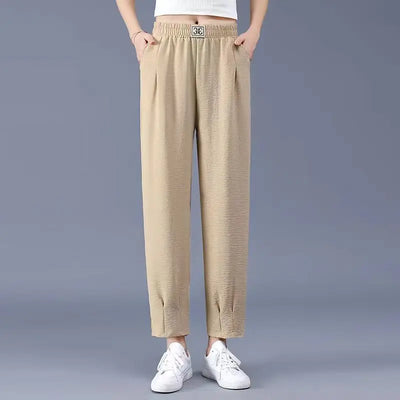 Black Thin Elastic Waist Simplicity Harem Pants Summer New Solid Loose All-match Casual Pants Fashion Vintage Women Clothing