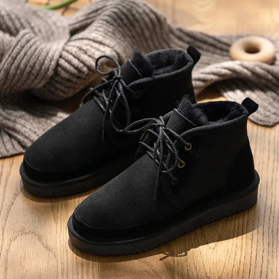 2025 Genuine Leather Woman Snow Boots 100% Natural Fur Women Boots Warm Wool Ladies Winter Ankle Boots