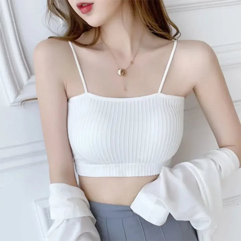 Seamless Tanks Women Tank Top Fashion Korean Version Polyester Fiber Tube Top Underwear Slim Breathable Camisole