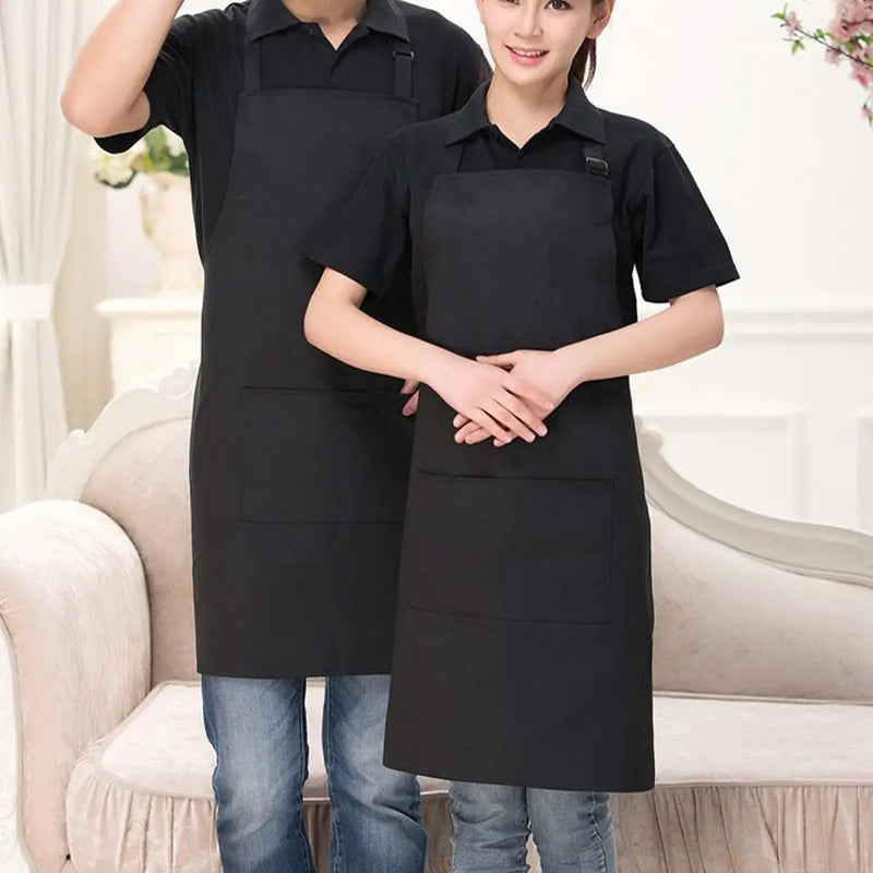 Kitchen Cooking Apron Chef Halterneck Apron With 2 Pockets Catering Sleeveless Aprons Men Woman BBQ Waiter Printing Apron