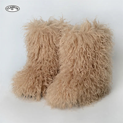 Winter Shoes Women's Winter Fluffy Faux Fur Boots Woman Plush Warm Snow Boots Luxury Footwear Girls Furry Fur Bottes Fashion