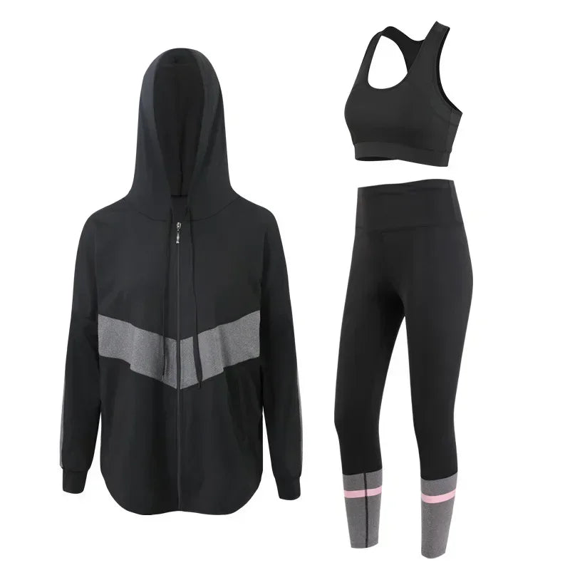 Jacket Sports Bra Leggings 3 Piece Set Women&