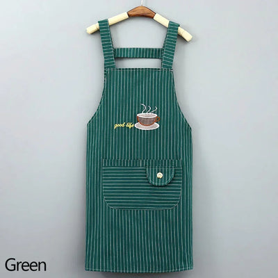 Kitchen Apron Unisex Cotton Hand Wipe Men's Household Kitchen Apron Large Pocket Waterproof and Oil-proof Female Baking Clothing