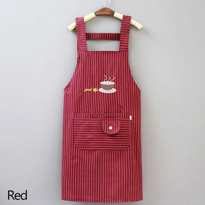 Kitchen Apron Unisex Cotton Hand Wipe Men's Household Kitchen Apron Large Pocket Waterproof and Oil-proof Female Baking Clothing