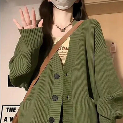 Knit Tops for Woman Cardigan Women's Sweater Winter Button Green Korean Luxury 2024 New Collection Autumn in Promotion Fashion