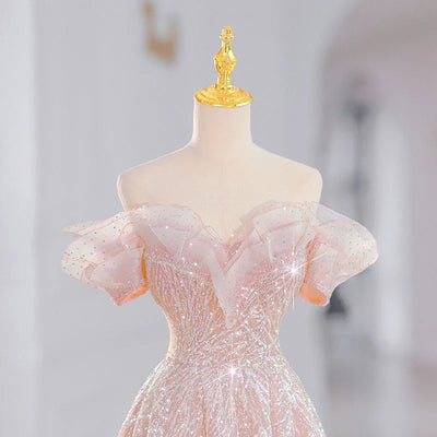 DongCMY Dreamy Pink On The Run Princess Evening Dress Female High-end Engagement Dress Elegant Wedding Party Dress For Women