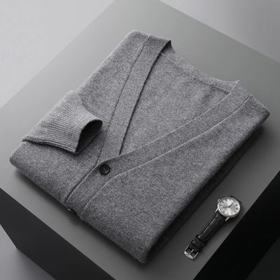 100% merino wool men's cardigan cashmere sweater autumn and winter new knitted coat solid color long sleeve high quality coat