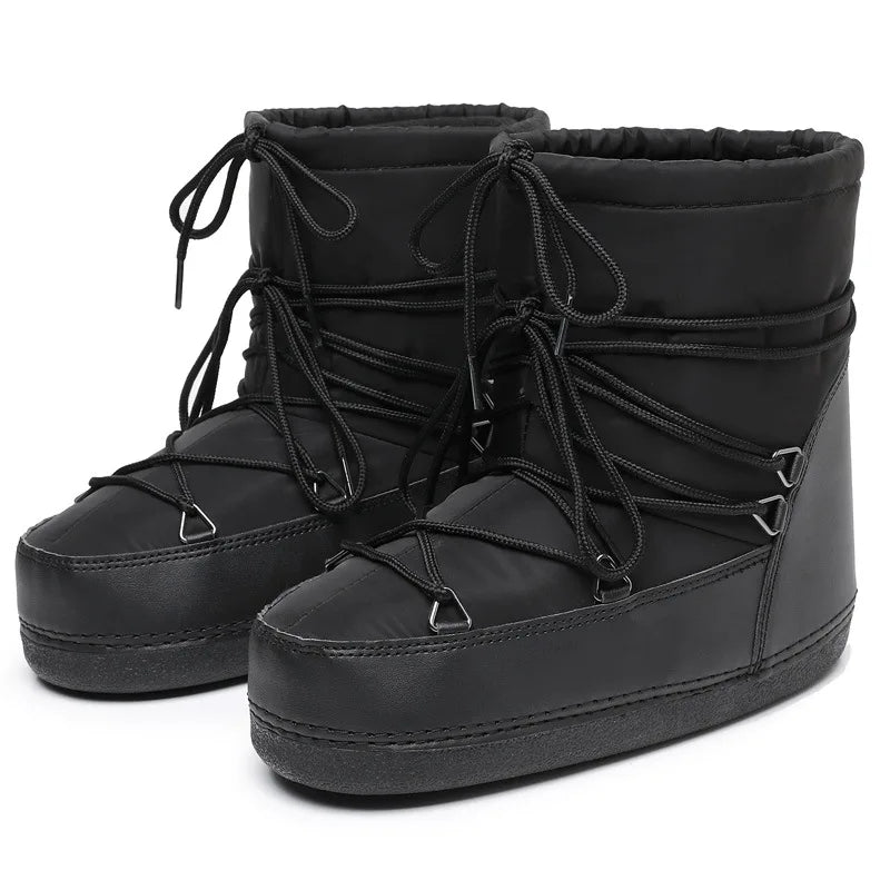 2024 Winter Lace-up Ankle Boots Women Snow Boots Brand Design Classic Platform Waterproof Non-slip Cotton Boots Woman Ski Boots