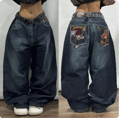 Explosions American New Detachable Design Sense Tooling Jeans Female Y2K Fashion Gothic Retro High Street Straight Waist Pants