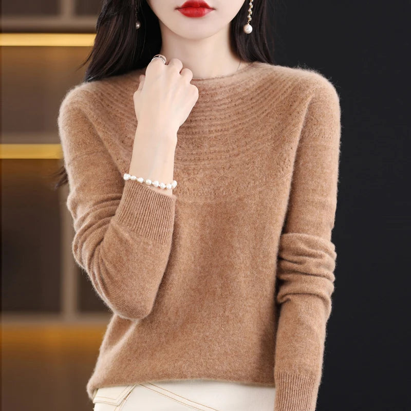 100% Merino Wool Seamless Cashmere Sweater Women&